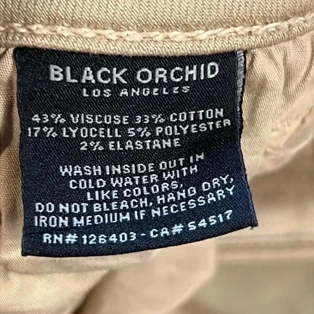 Women's Black Orchid LA Preworn Button Fly Khaki Jeans Fringed bottom sz 26 Y2K‎